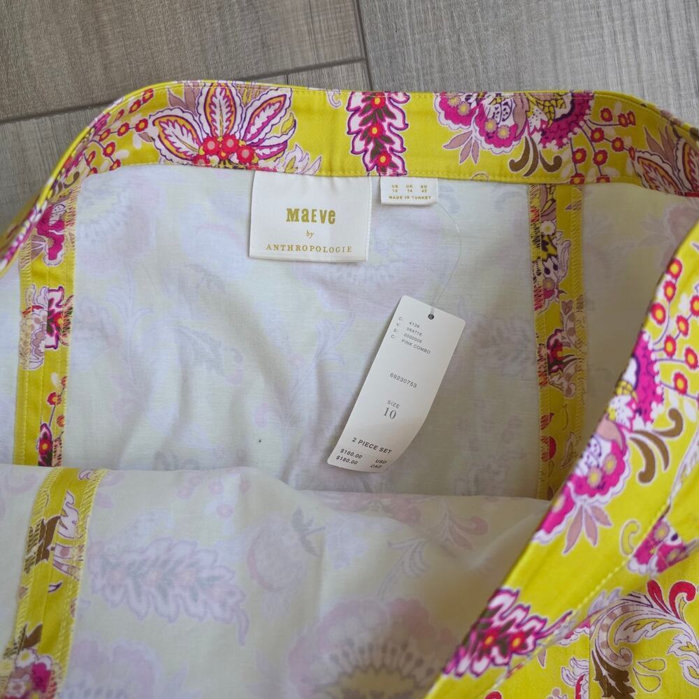 Anthropologie Maeve Paisley Yellow High Waist Slit Skirt Only Women Sz 10 NWT - Picture 9 of 13